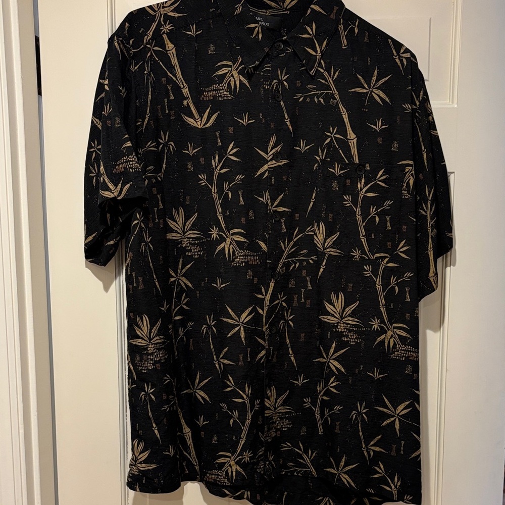 Men's Black and Tan Tropical Print Shirt